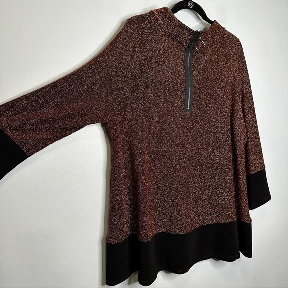 IC By Connie K Copper Metallic Colorblock Pullover Stretch Knit Tunic Top XXL - Picture 5 of 11